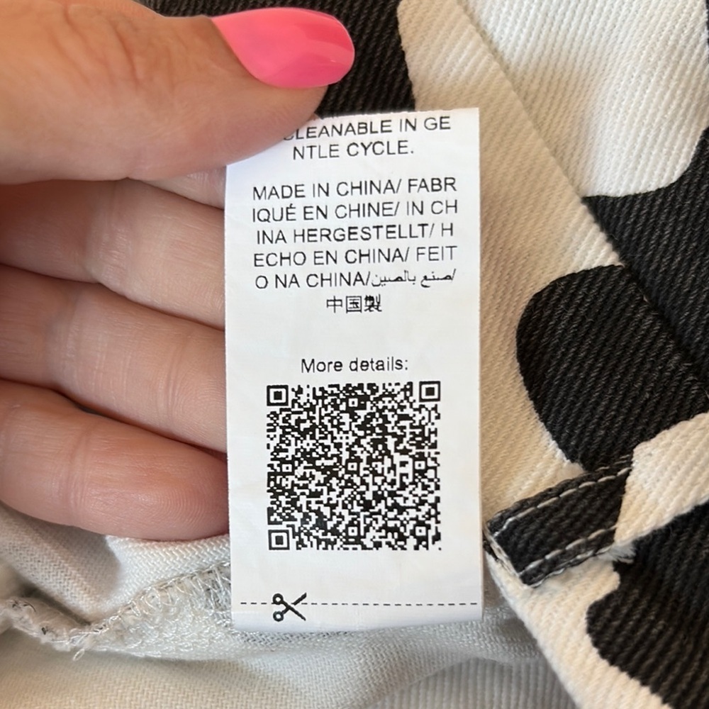 SHEIN Monochrome Cow Pattern Wide Leg Pants XS138 - Picture 10 of 10